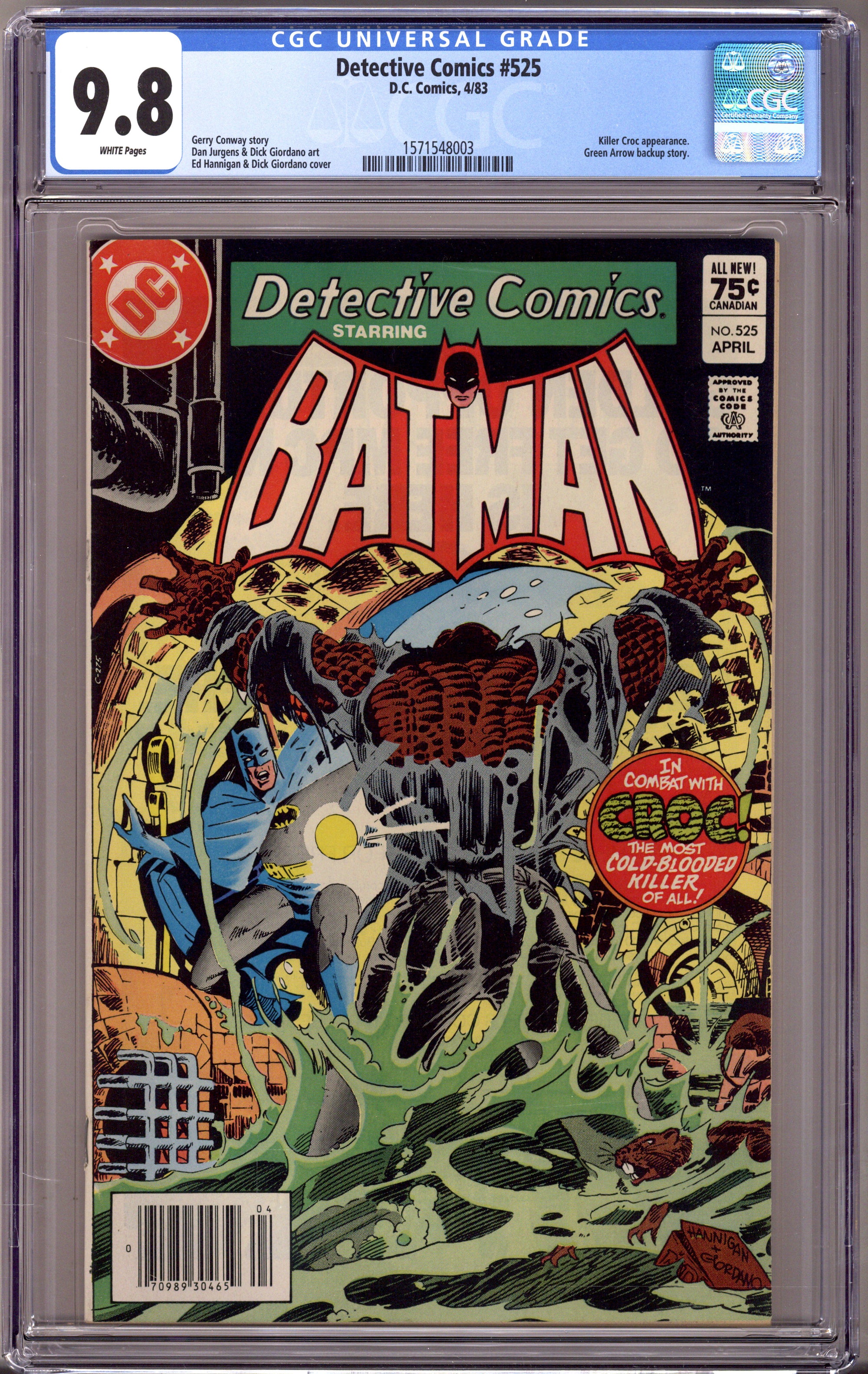 Detective Comics Vol 1 525 CGC 9.8 (NM/M) (1983) Canadian Price Variant 