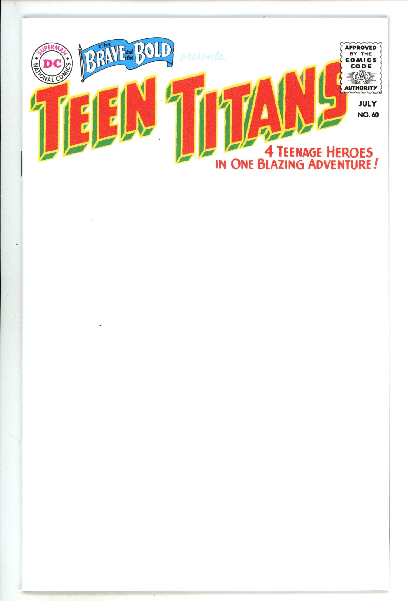 Brave And The Bold Vol 1 60 Facsimile Blank Variant (2025)