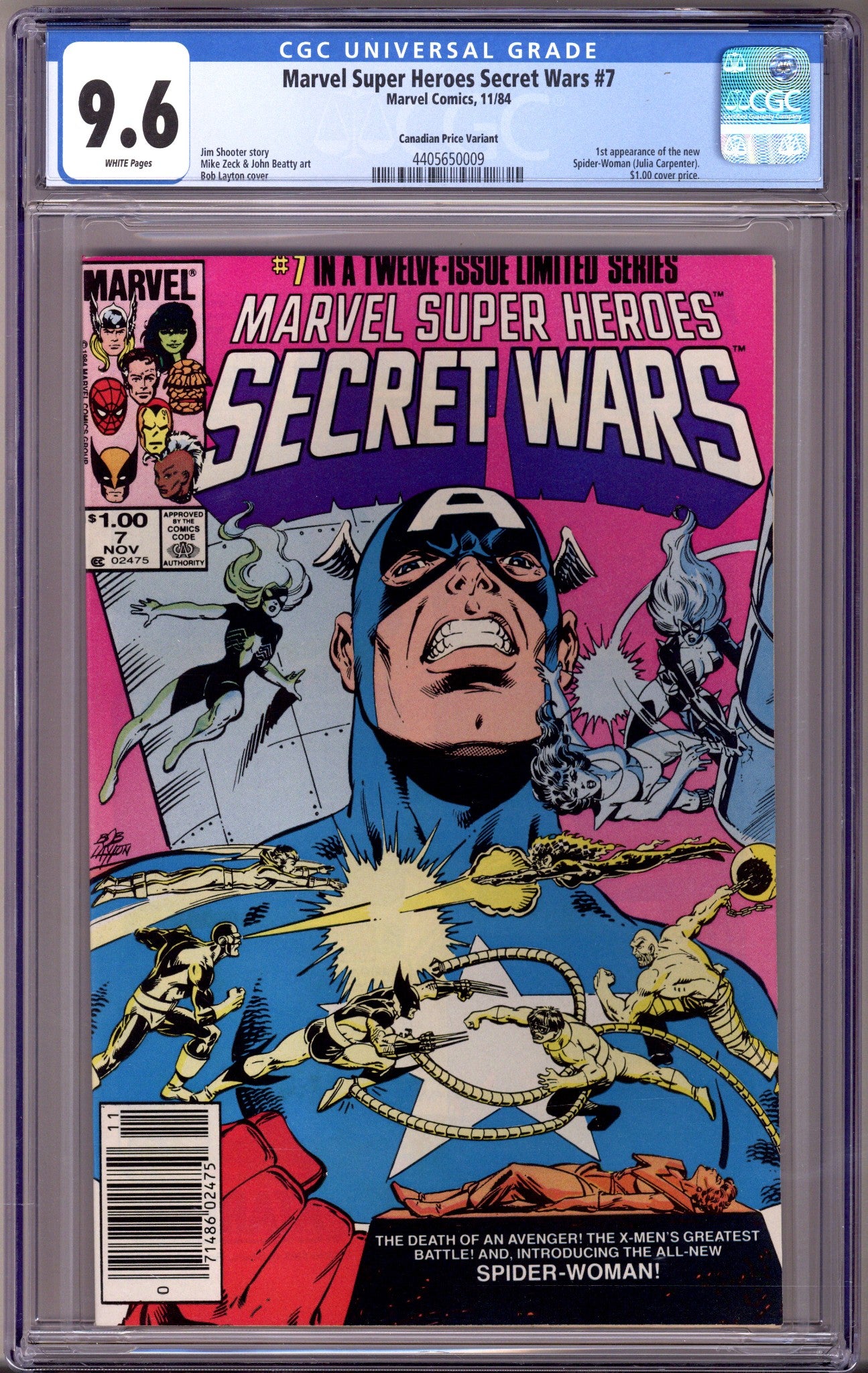 Marvel Super-Heroes Secret Wars 7 CGC 9.6 (NM+) (1984) Canadian Price Variant 