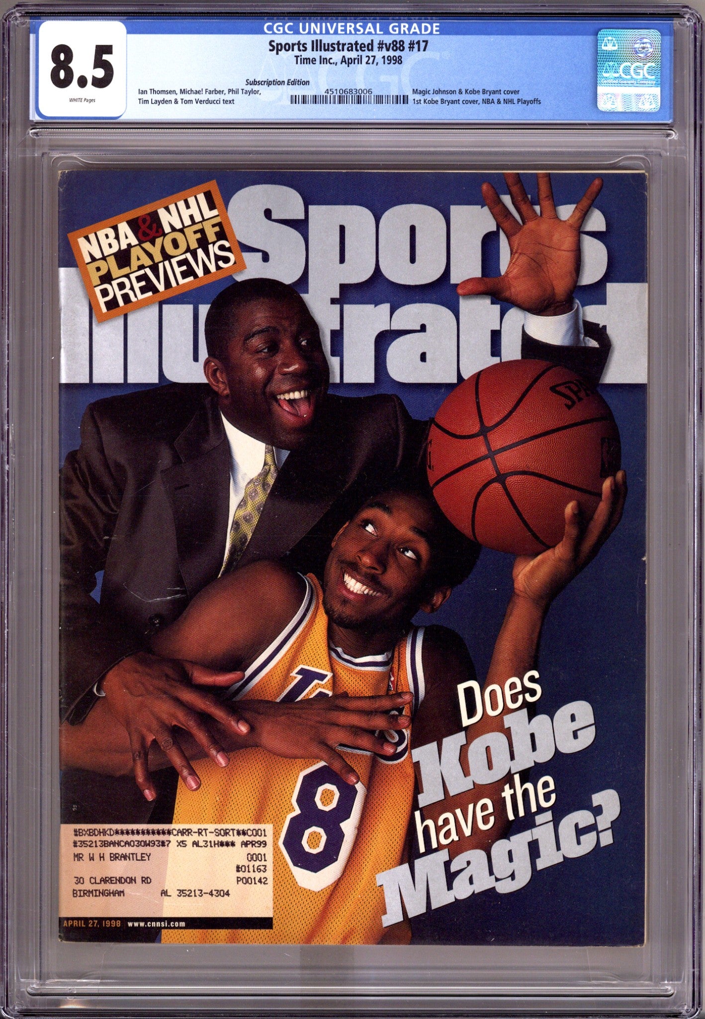 Sports Illustrated Vol 88 17 CGC 8.5 (VF+)   (1998) Subscription   Variant  