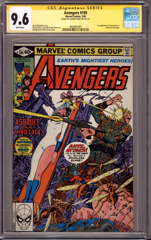 The Avengers Vol 1 195 CGC 9.6 (NM+) (1980) Signed x1 Cover George Perez