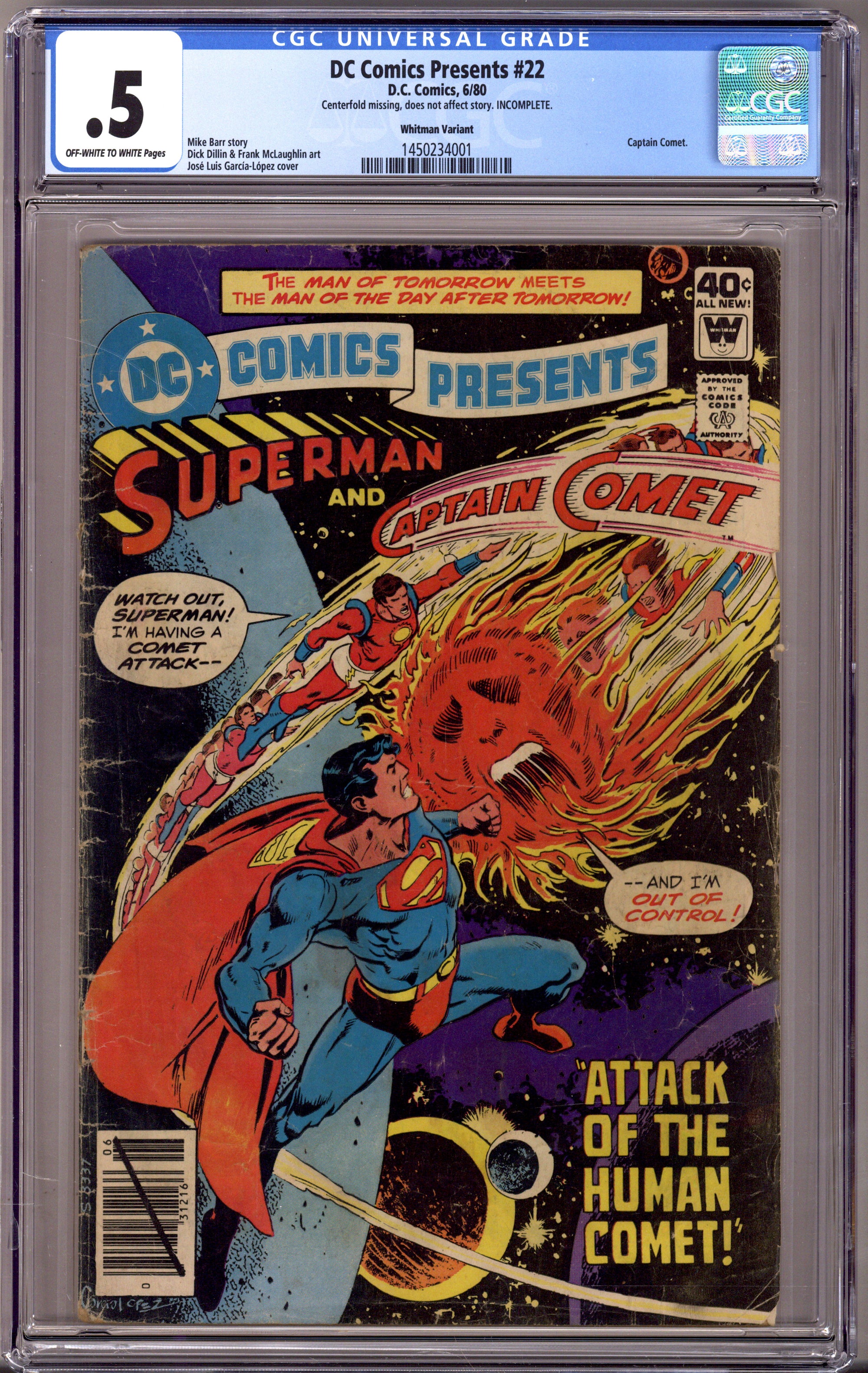 DC Comics Presents Vol 1 22 CGC 0.5 (PR) Incomplete (1980) Whitman 