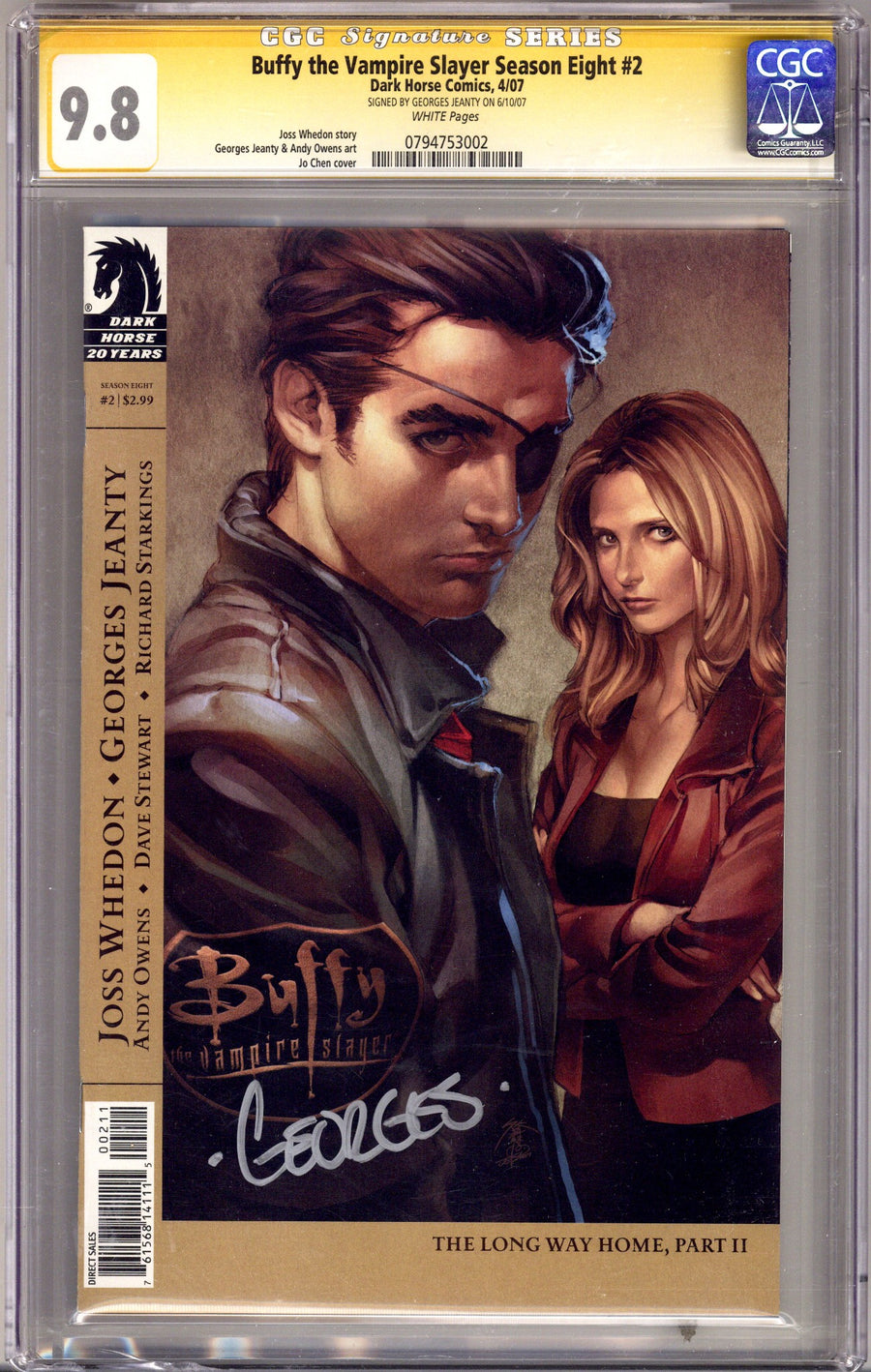 Buffy the Vampire Slayer Season Eight 2 CGC 9.8 (NM/M) Cracked Case (2007) Signed x1 Cover Georges Jeanty 