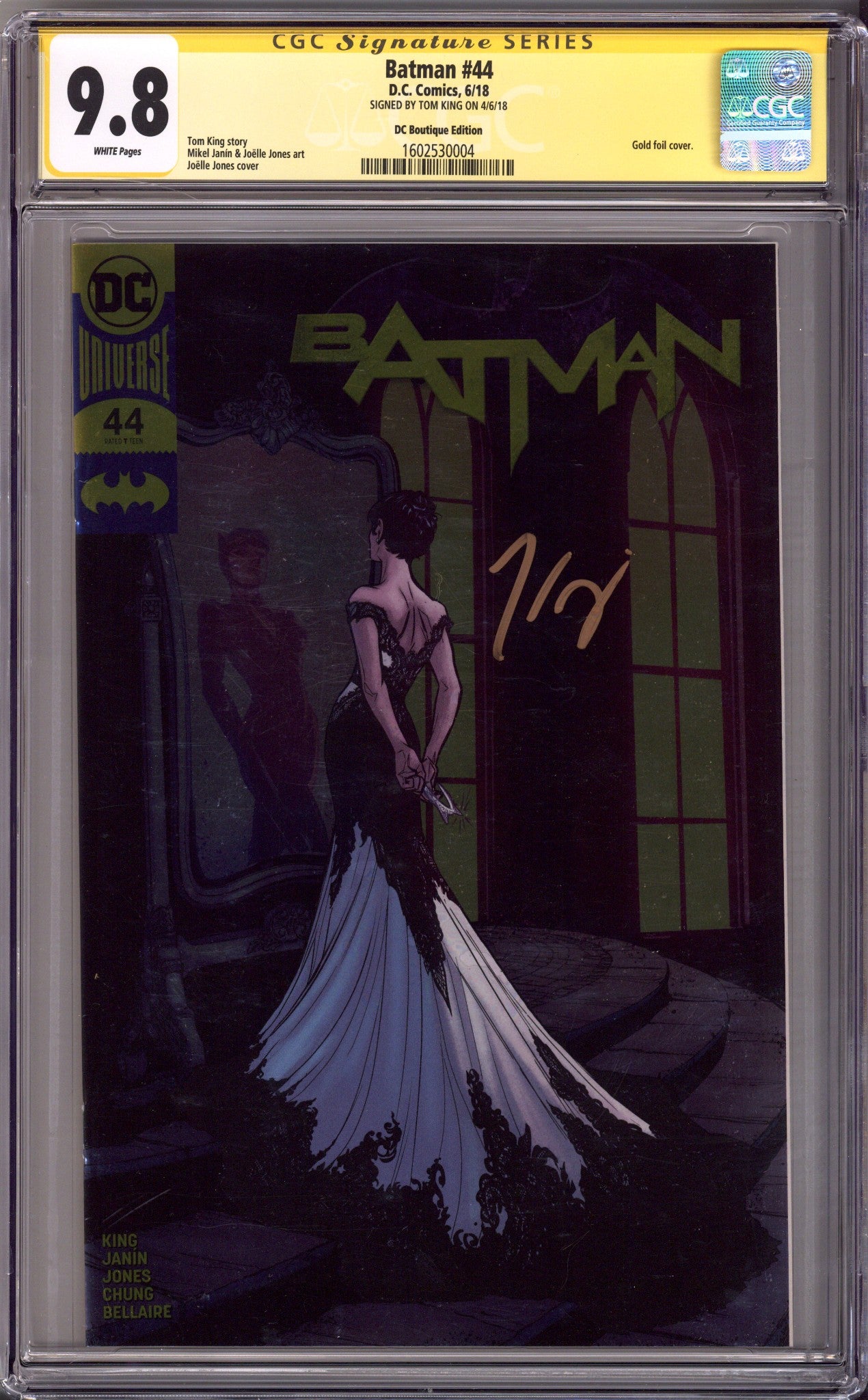 Batman Vol 2 44 CGC 9.8 (NM/M) (2015) Jones Foil Exclusive Variant Signed x1 Cover Tom King 