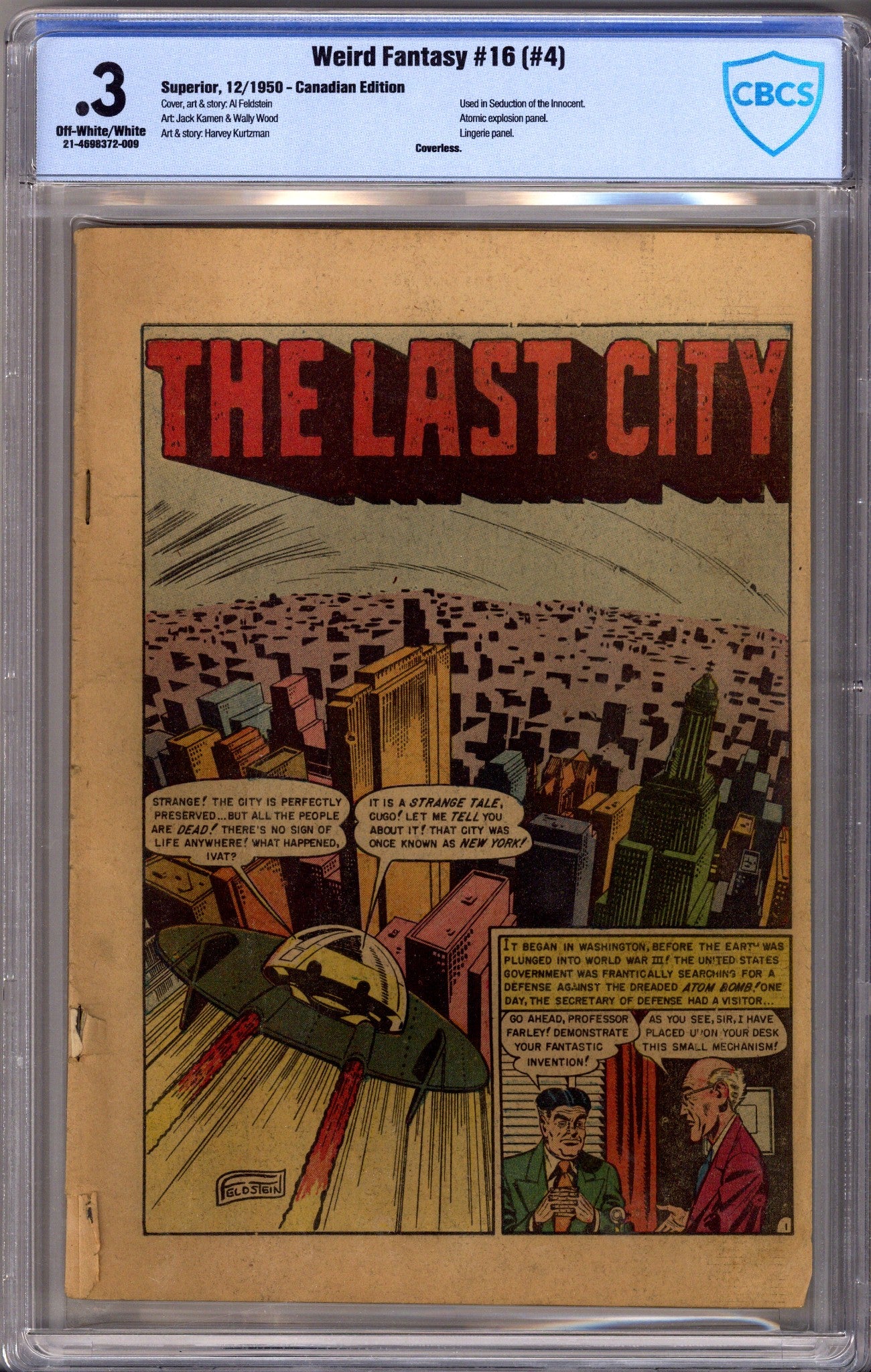 Weird Fantasy Vol 1 16 Canadian Price Variant CBCS 0.3 Coverless (1950)