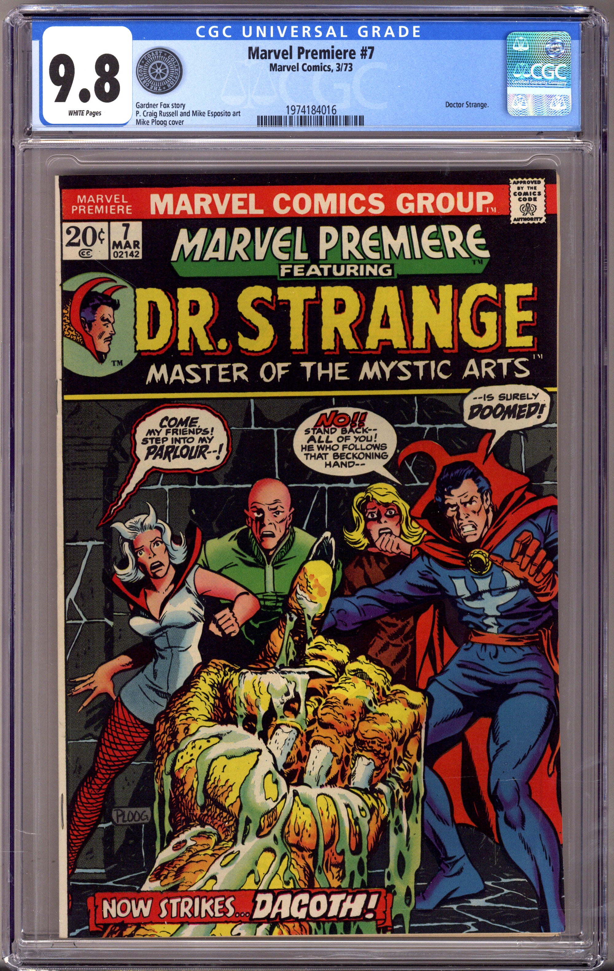 Marvel Premiere 7 CGC 9.8 (NM/M) Oregon Coast Collection (1973) 