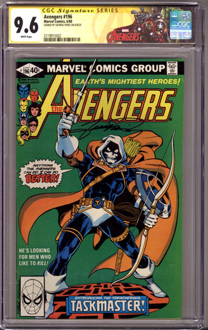 The Avengers Vol 1 196 CGC 9.6 (NM+) (1980) Signed x1 Cover George Perez