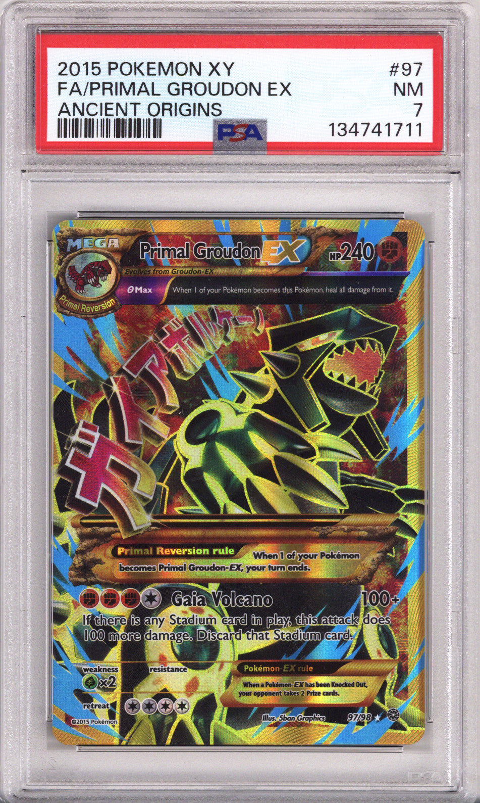 Pokemon Xy Ancient Origins Full Art/Primal Groudon Ex PSA Near Mint 7 (2015)