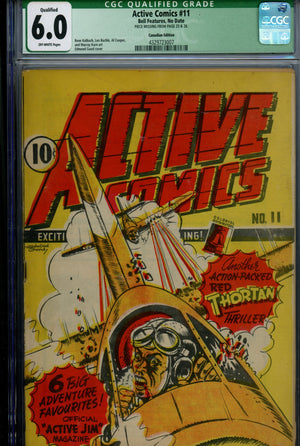 Active Comics 11 Canadian Edition CGC 6.0 (FN) Piece Missing From Page 25 & 26 (1943)