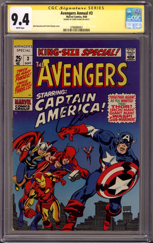 The Avengers Annual Vol 1 3 CGC 9.4 (NM) (1969) Signed x1 Cover Chris Evans