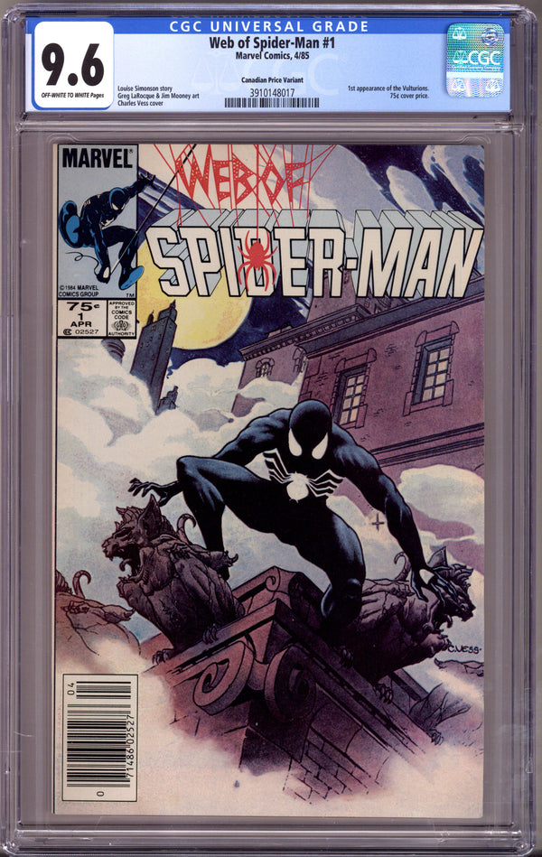 Web of Spider-Man Vol 1 1 CGC 9.6 (NM+) (1985) Canadian Price Variant