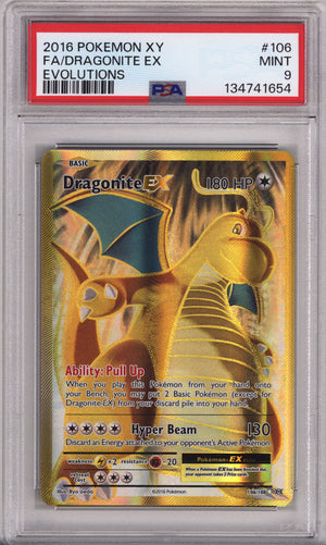 Pokemon Xy Evolutions Full Art/Dragonite Ex PSA Mint 9 (2016)