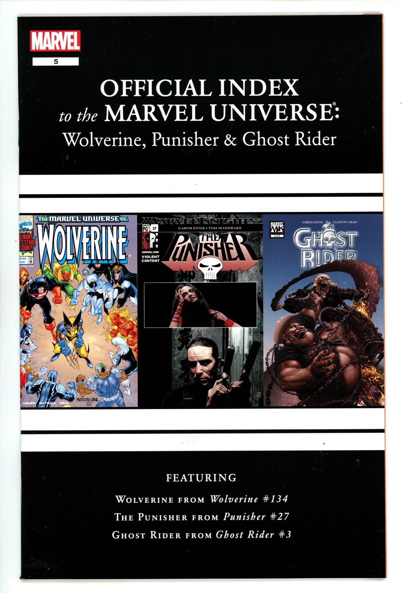 Wolverine, Punisher & Ghost Rider: Official Index to the Marvel Universe 5 High Grade (2012) 