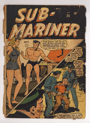 Sub-Mariner Comics 26 PR (0.5) Cover Detached, Spine Split, Centerfold Missing (1948) Canadian Edition
