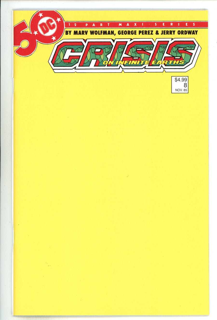 Crisis On Infinite Earths 8 Facsimile Blank Variant (2024)