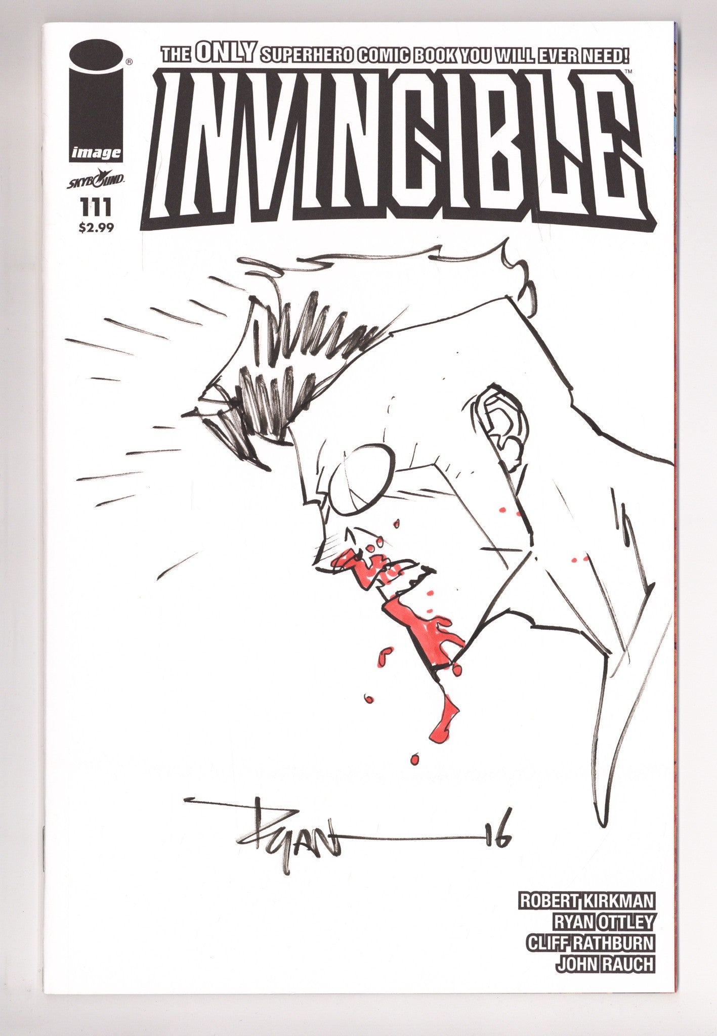 Invincible 111 NM (9.4) (2014) Blank Variant Signed / Remarked x1 Cover Ryan Ottley 
