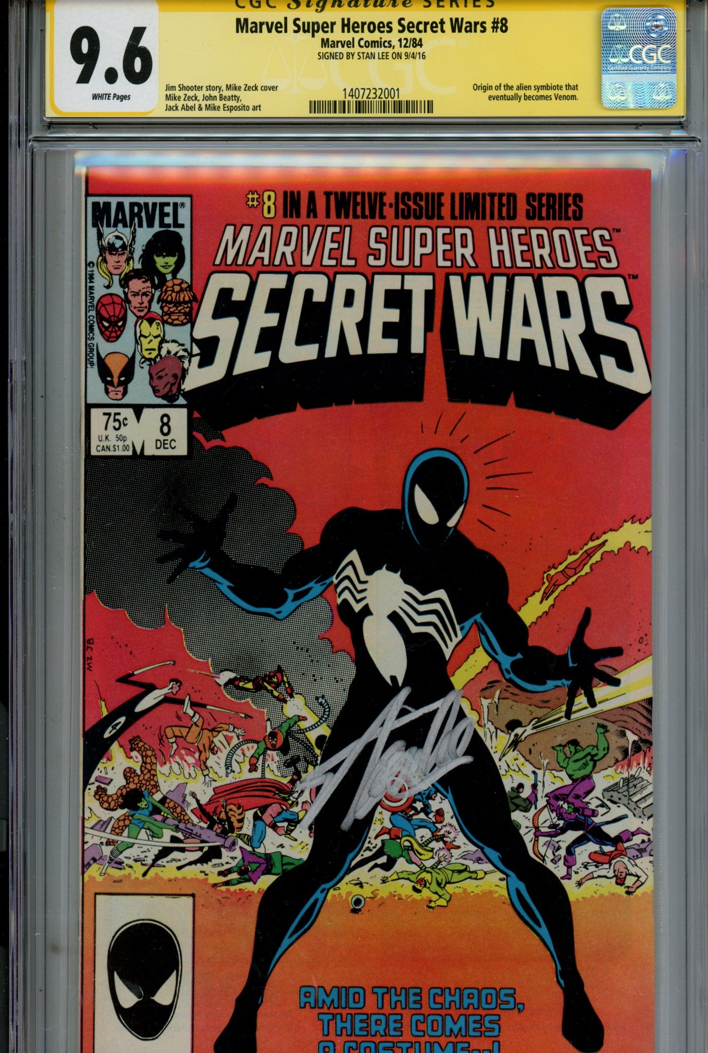 Marvel Super-Heroes Secret Wars 8 CGC 9.6 (NM+) (1984) Signed x1 Cover Stan Lee 