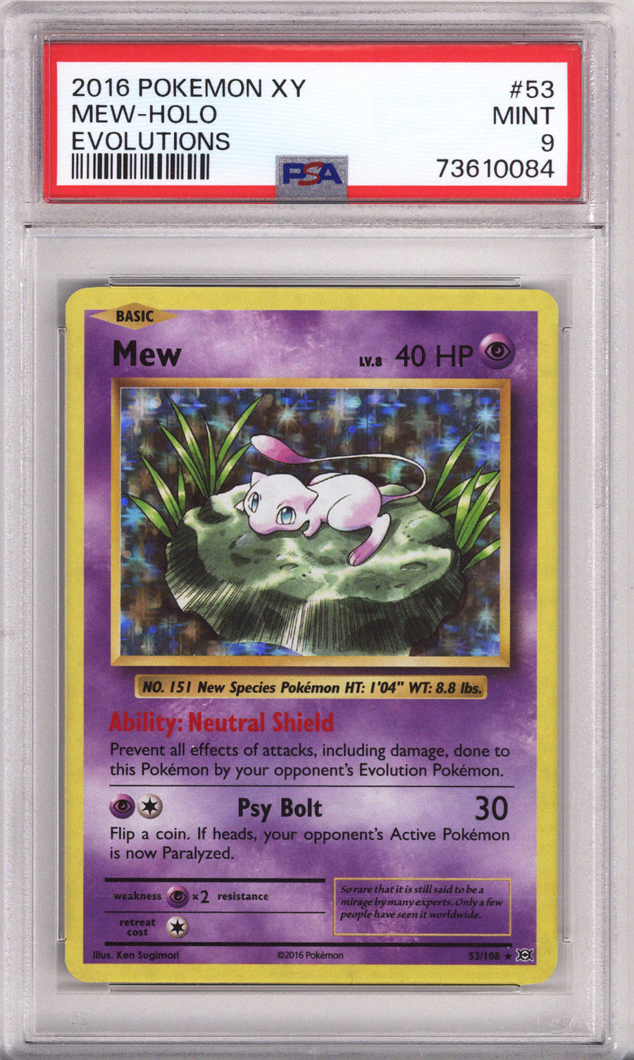 Pokemon Xy Evolutions Mew - Holo PSA Mint 9 (2016)