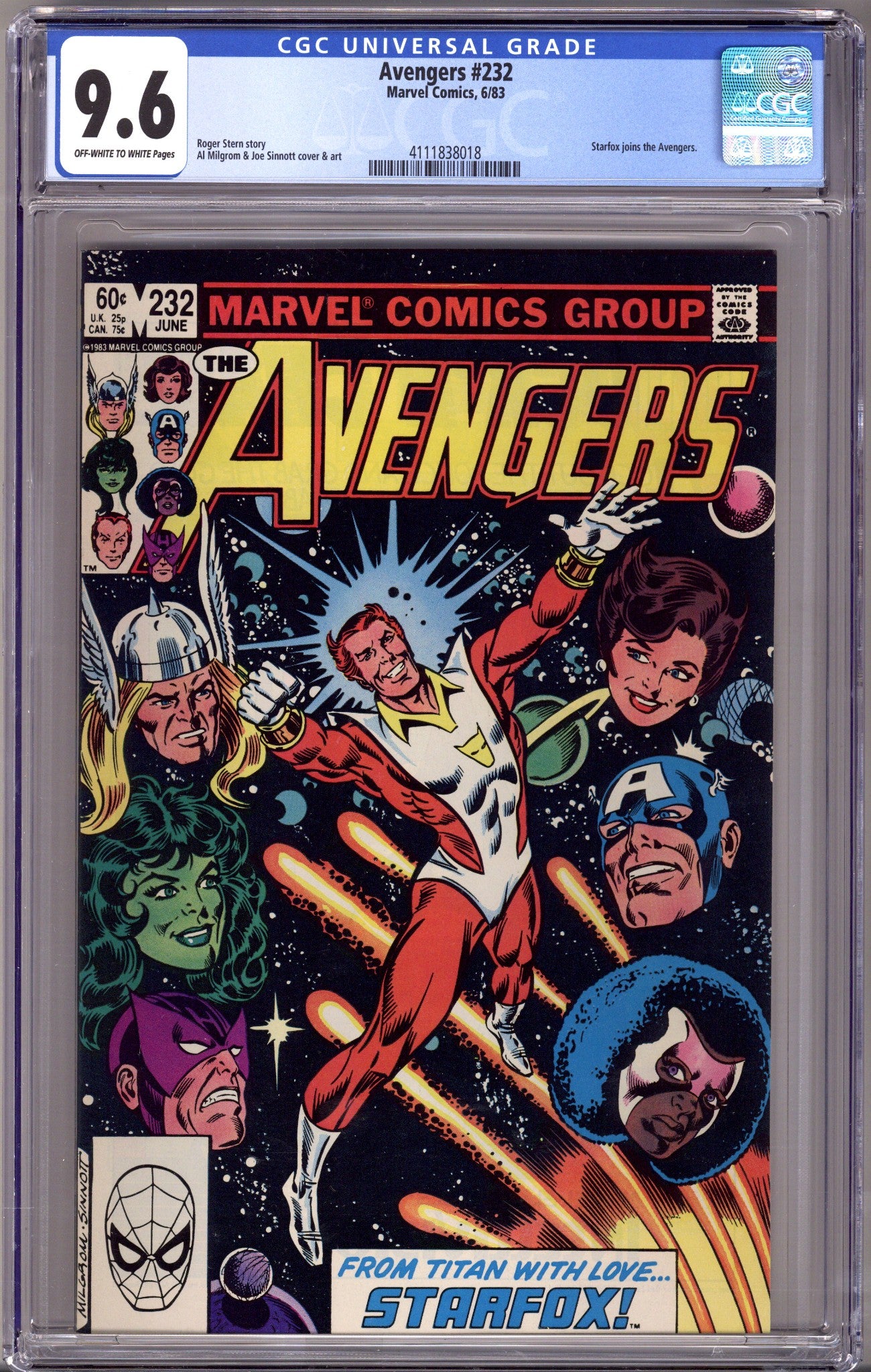 The Avengers Vol 1 232 CGC 9.6 (NM+) (1983) 