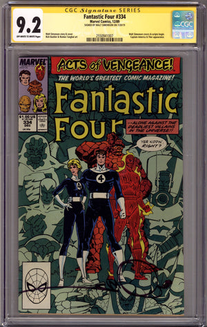 Fantastic Four Vol 1 334 CGC 9.2 (NM-) (1989) Signed x1 Cover Walt Simonson
