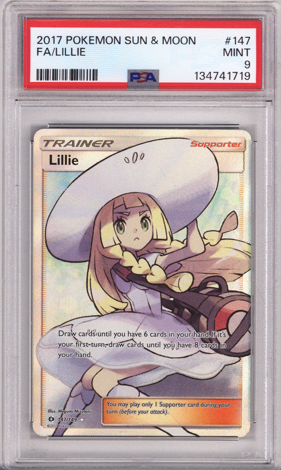 Pokemon Sun & Moon Full Art/Lillie PSA Mint 9 (2017)