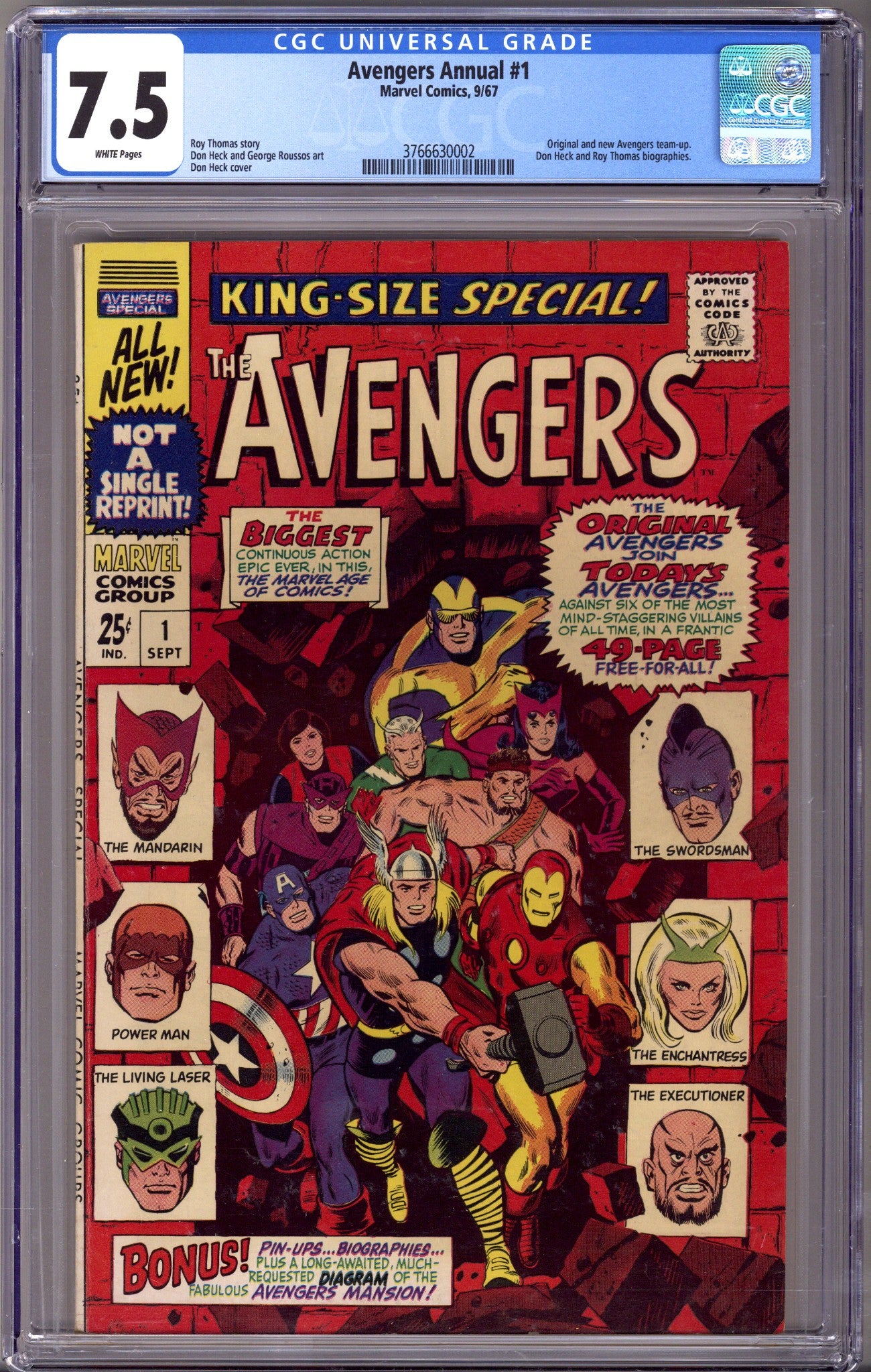 The Avengers Annual Vol 1 1 CGC 7.5 (VF-) (1967) 