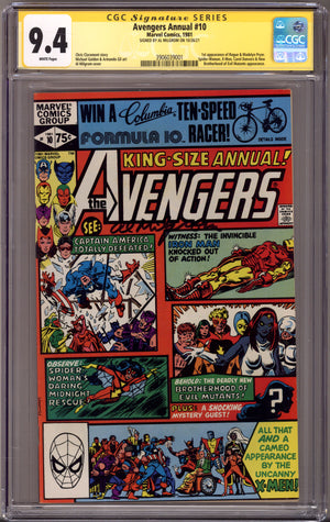 The Avengers Annual Vol 1 10 CGC 9.4 (NM) (1981) Signed x1 Cover Al Milgrom