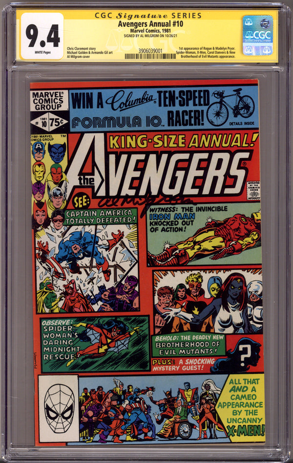 The Avengers Annual Vol 1 10 CGC 9.4 (NM) (1981) Signed x1 Cover Al Milgrom