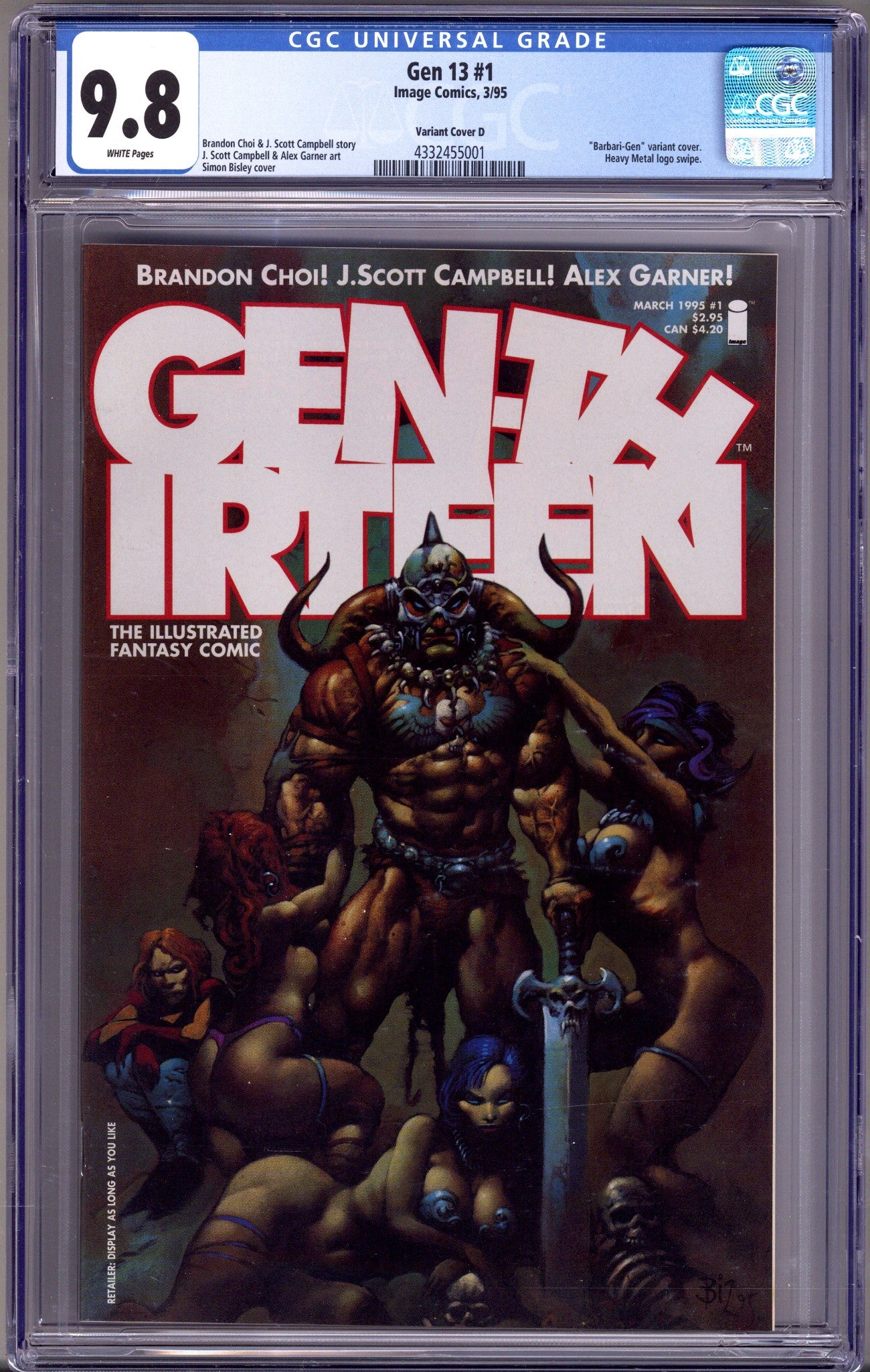 Gen 13 Vol 2 1 CGC 9.8 (NM/M) (1995) Bisley Barbari-GEN Variant 