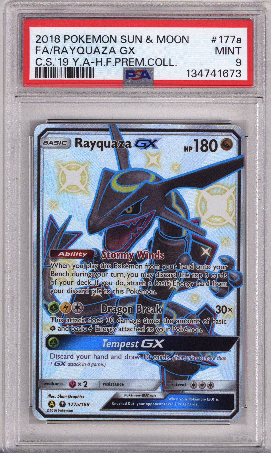 Pokemon Sun & Moon Celestial Storm Full Art/Rayquaza Gx 2019 Yellow A Hidden Fates Premium Collection PSA Mint 9 (2018)