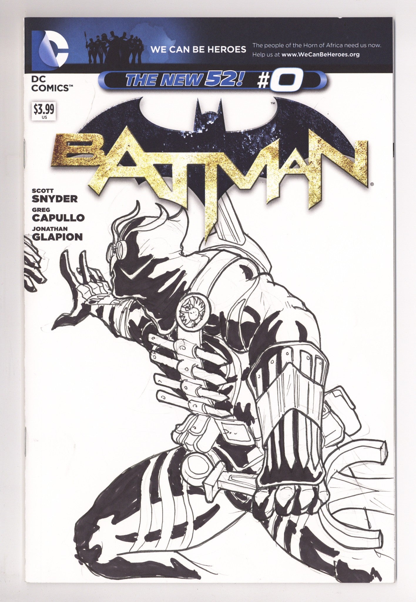 Batman Vol 2 0 NM- (9.2) Amateur Sketch (2012) Blank Variant 