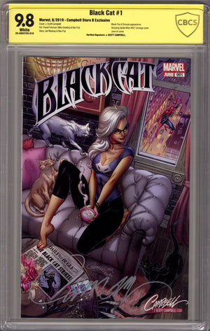 Black Cat Vol 1 1 CBCS 9.8 (NM/M)   (2019) Campbell Homage   Exclusive Variant  Signed x1 Cover J. Scott Campbell