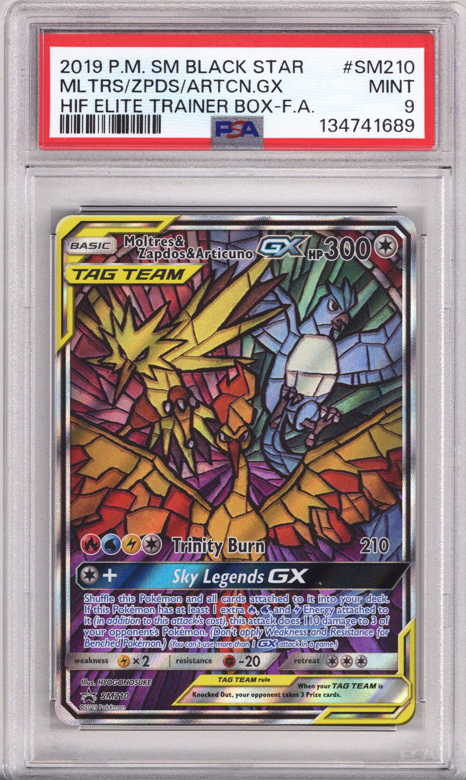 Pokemon Black Star Promo Full Art/Moltres & Zapdos & Articuno Gx Hidden Fates Elite Trainer Box PSA Mint 9 (2019)