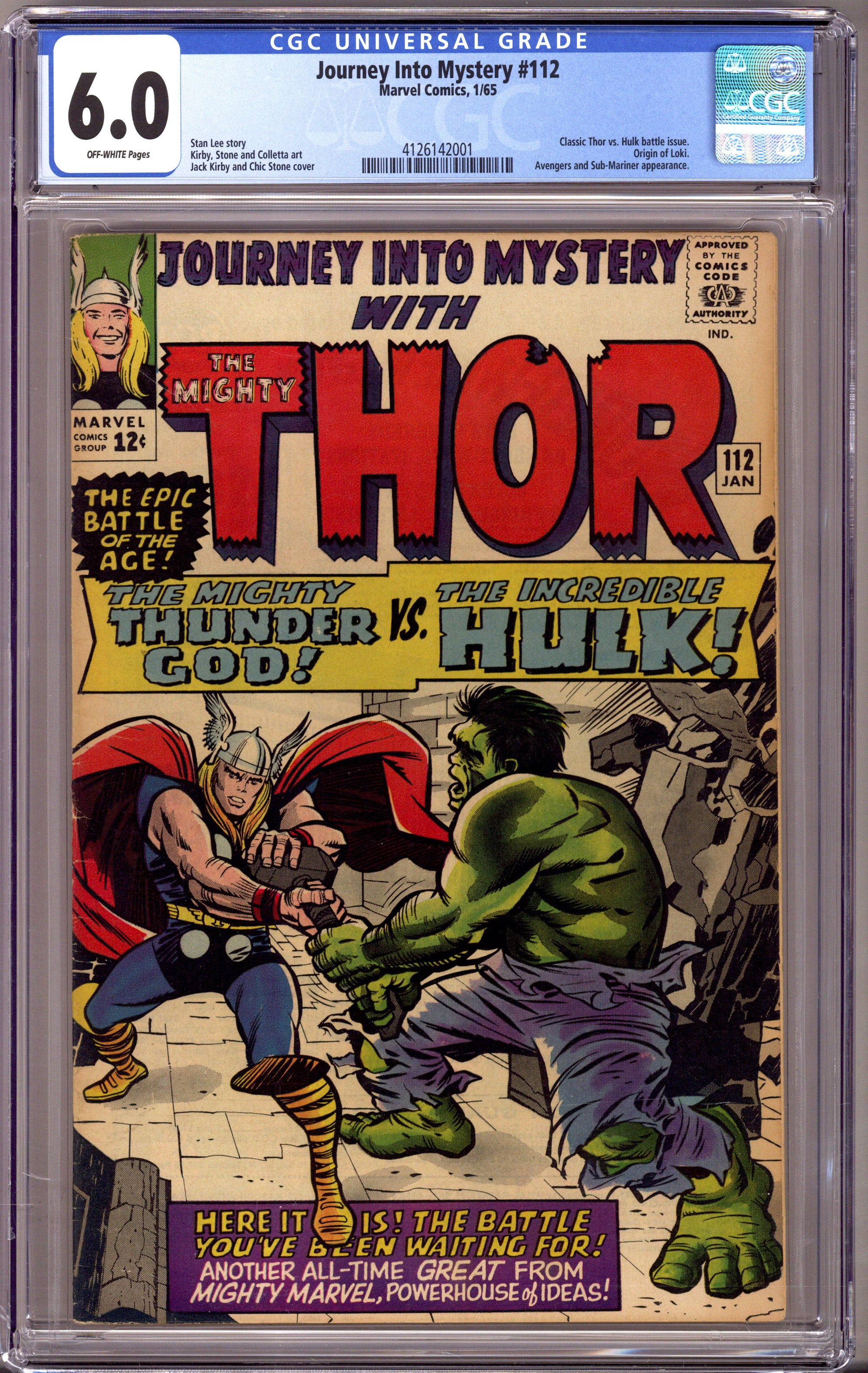 Journey into Mystery Vol 1 112 CGC 6.0 (FN) (1965) 