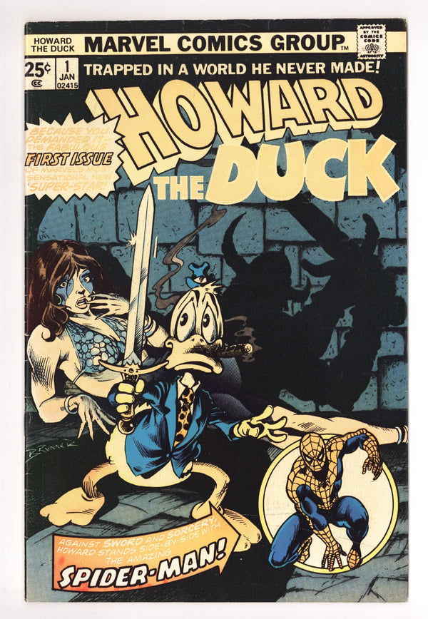 Howard the Duck Vol 1 1 GD/VG (3.0) (1976) Signed x3 1st Page Brunner, Wolfman & Leialoha