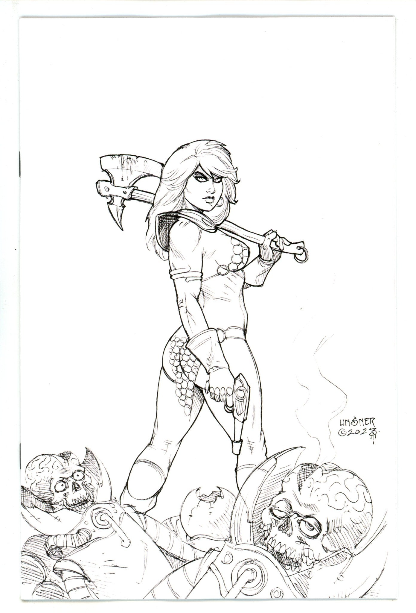 Red Sonja Attacks Mars 1 Linsner B&W Incentive Variant (2025)