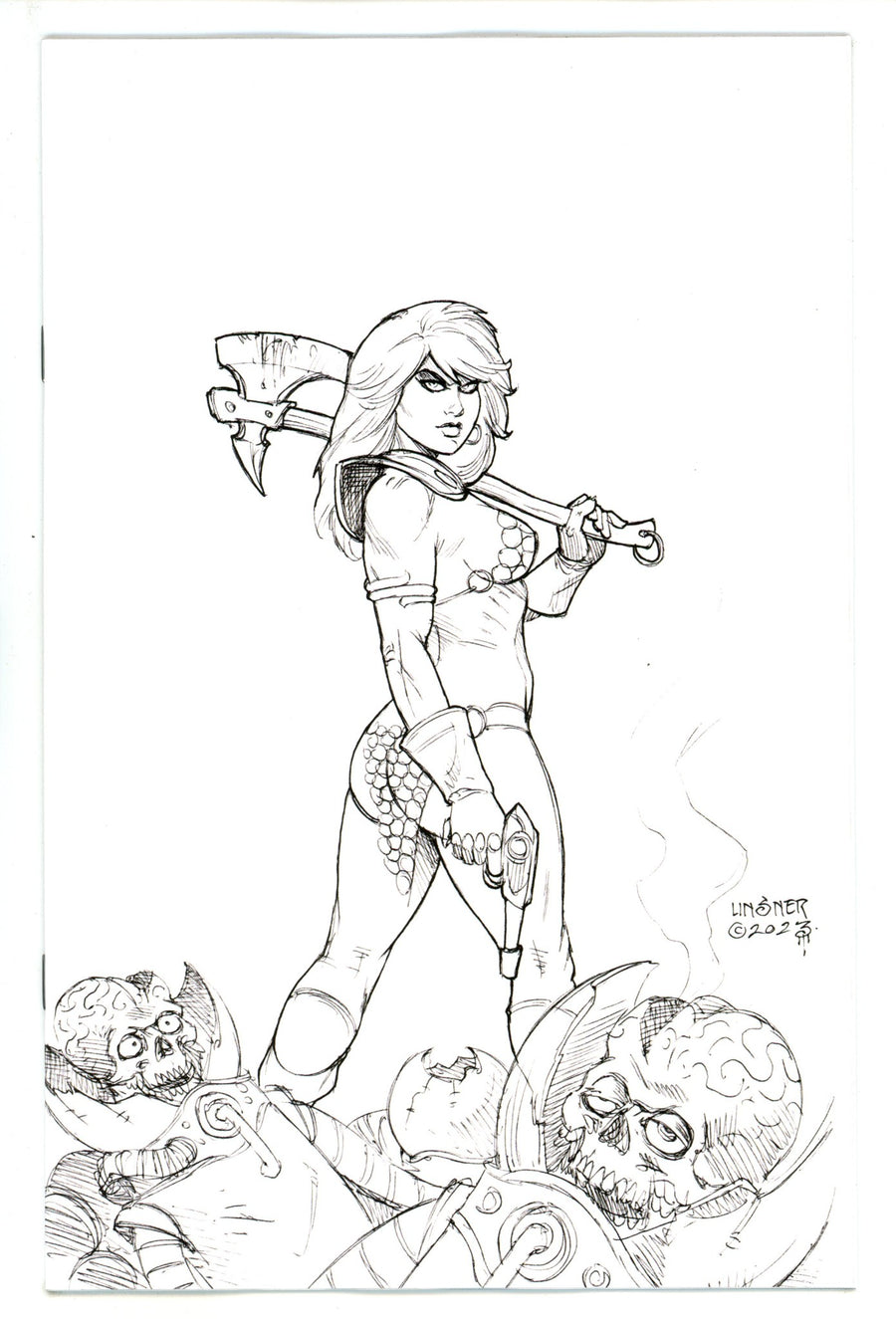Red Sonja Attacks Mars 1 Linsner B&W Incentive Variant (2025)