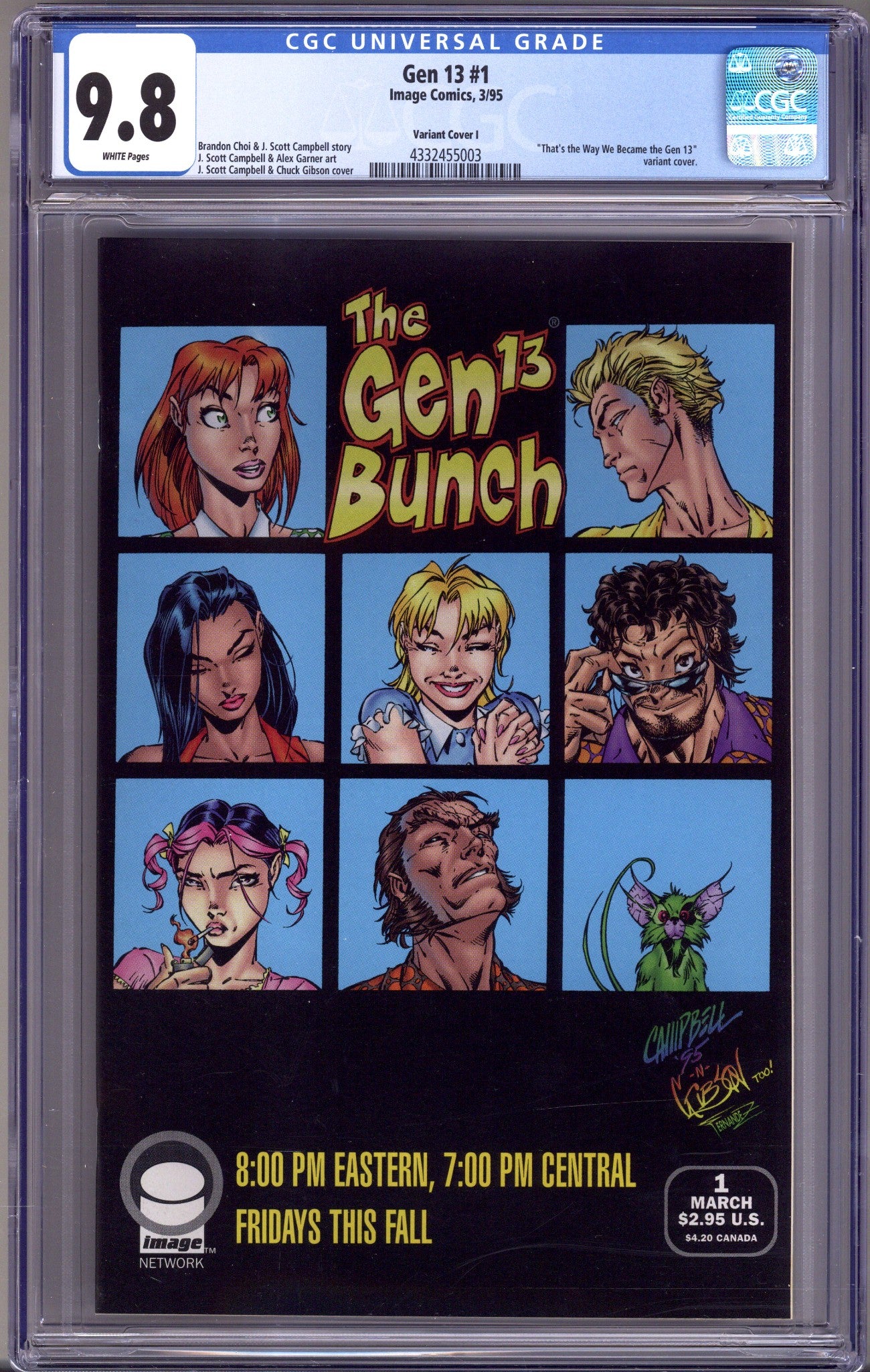 Gen 13 Vol 2 1 CGC 9.8 (NM/M) (1995) Campbell Gen Bunch Variant 