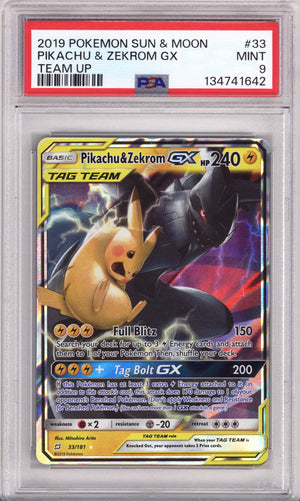 Pokemon Sun & Moon Pikachu & Zekrom Gx Team Up PSA Mint 9 (2019)