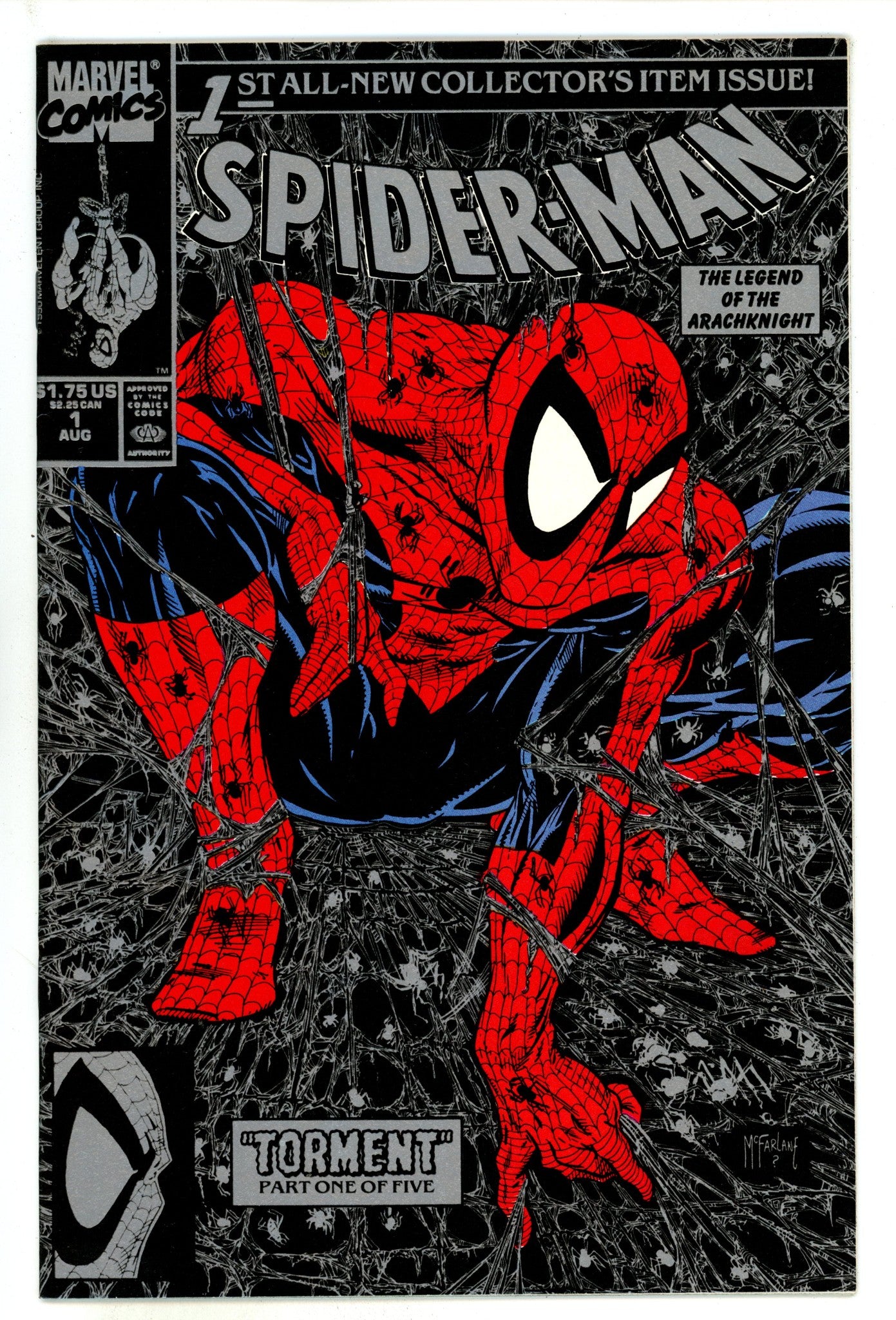 Spider-Man Vol 1 1 VF+ (8.5) (1990) Silver Foil Variant 
