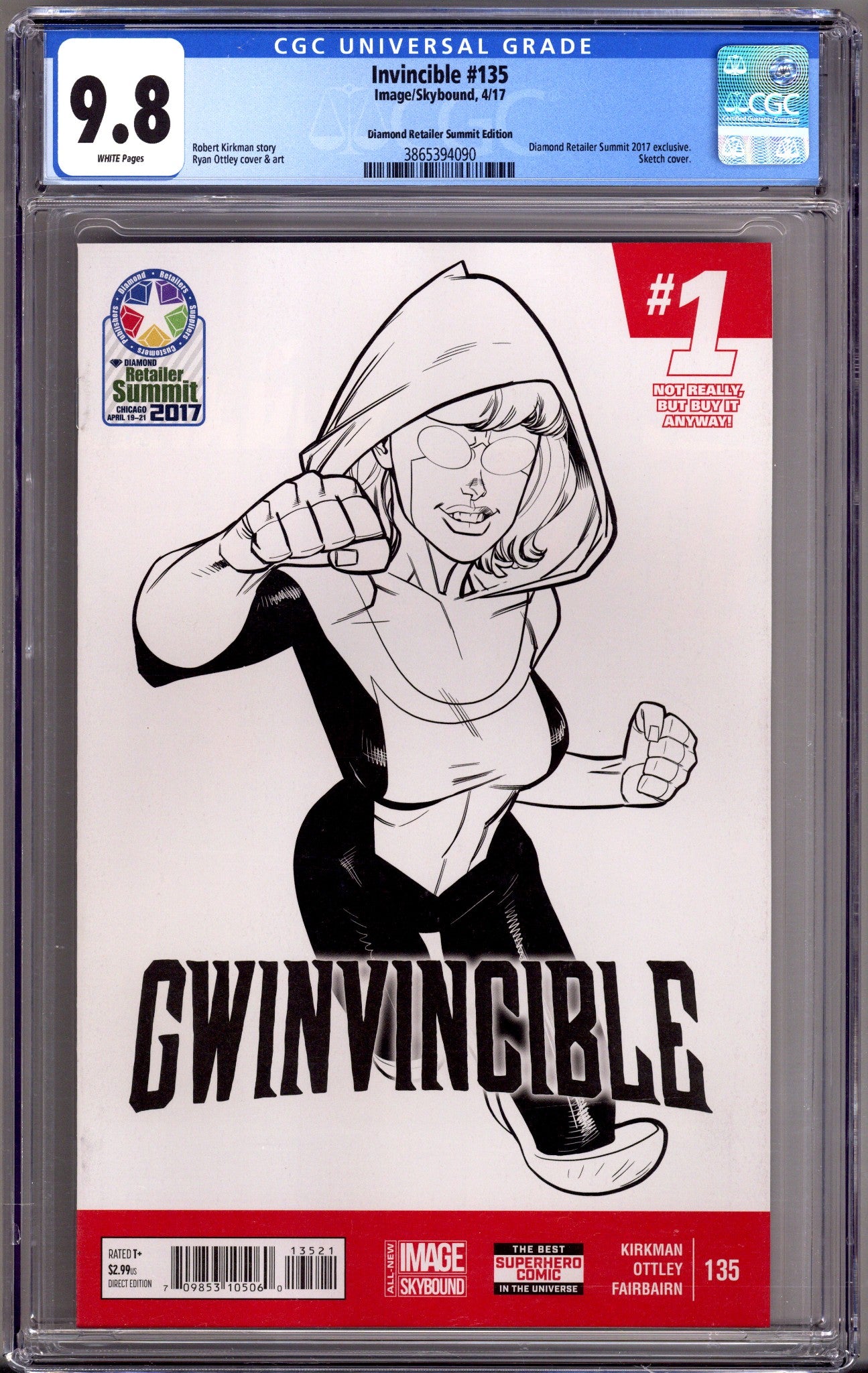 Invincible   135 CGC 9.8 (NM/M)   (2017) Ottley April Fool's Sketch Exclusive Variant  