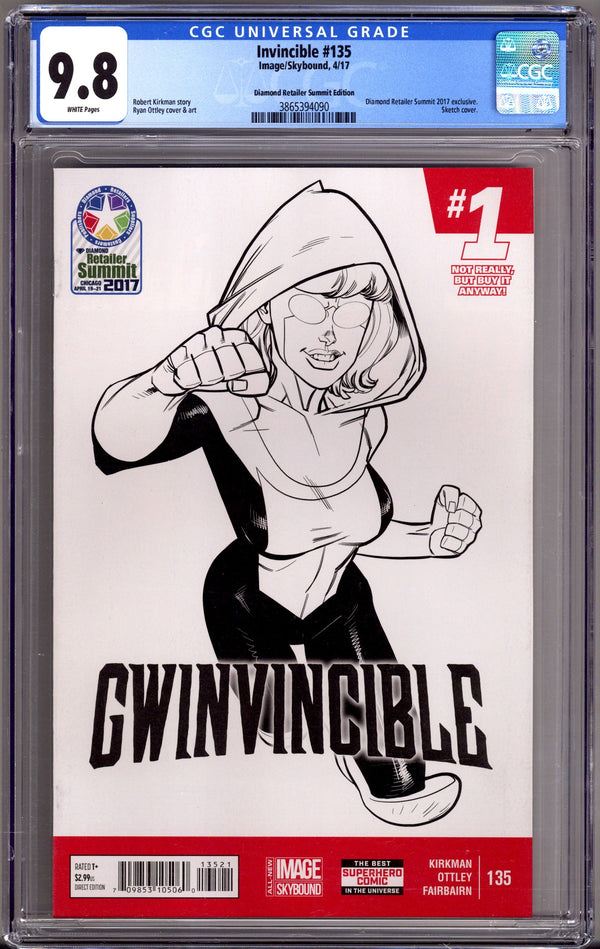 Invincible 135 CGC 9.8 (NM/M) (2017) Ottley April Fool's Sketch Exclusive Variant