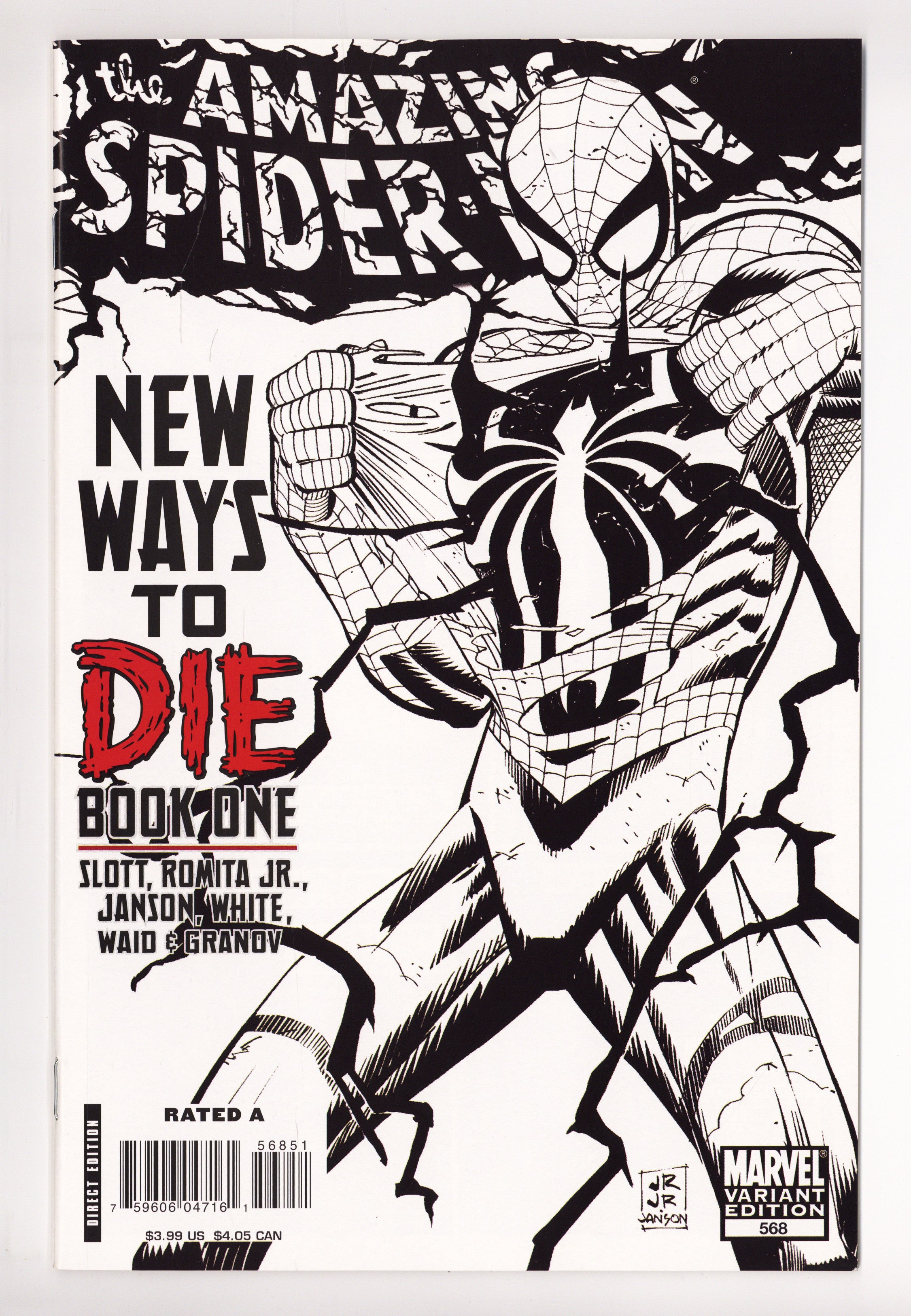 The Amazing Spider-Man Vol 2 568 VF (8.0) (2008) Jr. B&W Exclusive Variant 