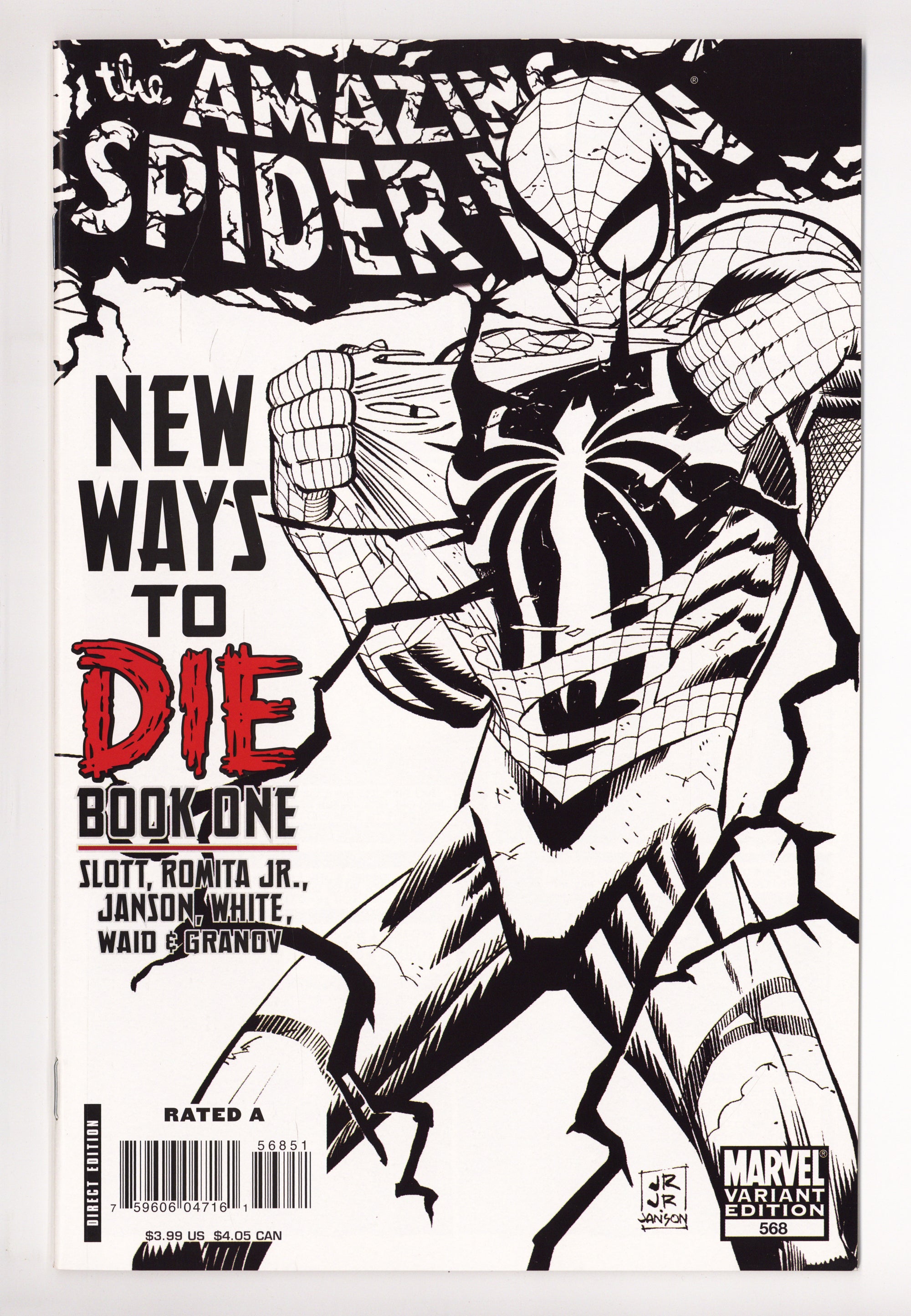 The Amazing Spider-Man Vol 2 568 VF (8.0) (2008) Jr. B&W Exclusive Variant 