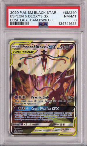 Pokemon Black Star Promo Espeon & Deoxys Gx Tag Team Powers Collection PSA Near Mint-Mint 8 (2020)