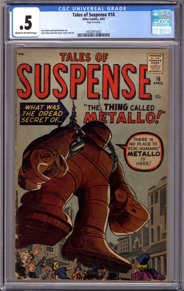 Tales of Suspense Vol 1 16 CGC 0.5 (PR) (1961)