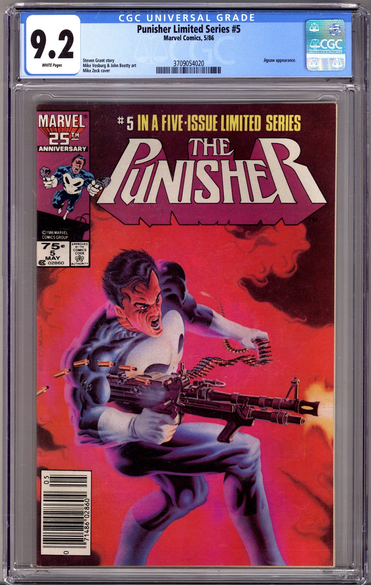 The Punisher Vol 1 5 CGC 9.2 (NM-)   (1986)     Newsstand  