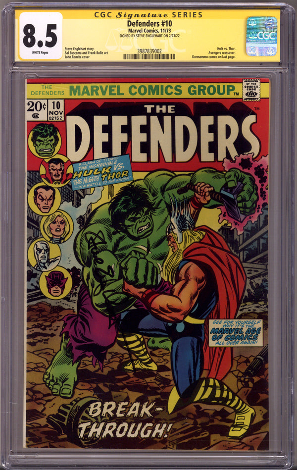 The Defenders Vol 1 10 CGC 8.5 (VF+) (1973) Signed x1 Cover Steve Englehart