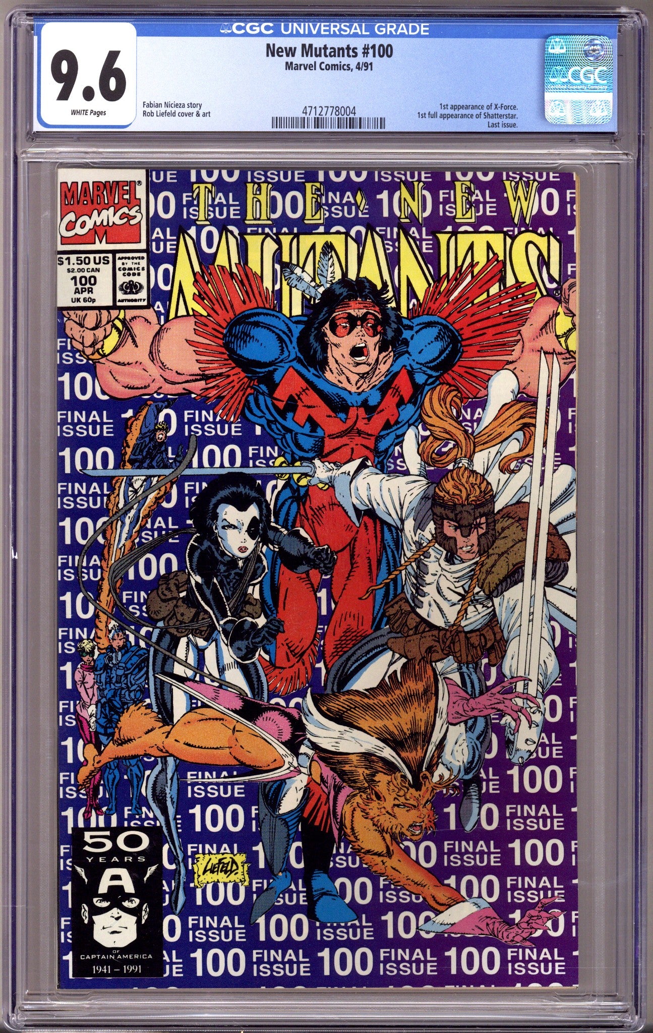 The New Mutants Vol 1 100 CGC 9.6 (NM+) (1991) 