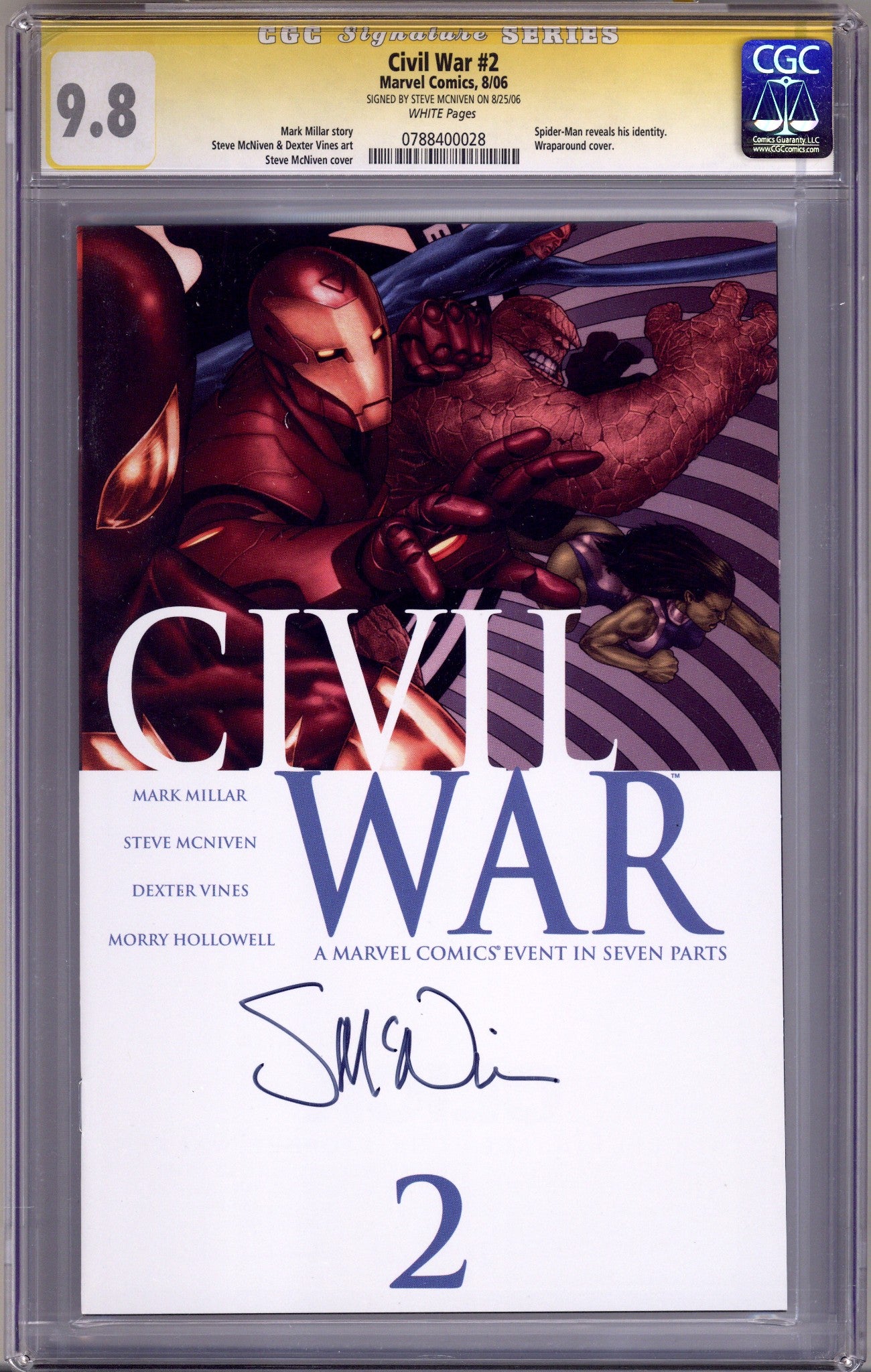 Civil War Vol 1 2 CGC 9.8 (NM/M) (2006) Signed x1 Cover Steve McNiven 